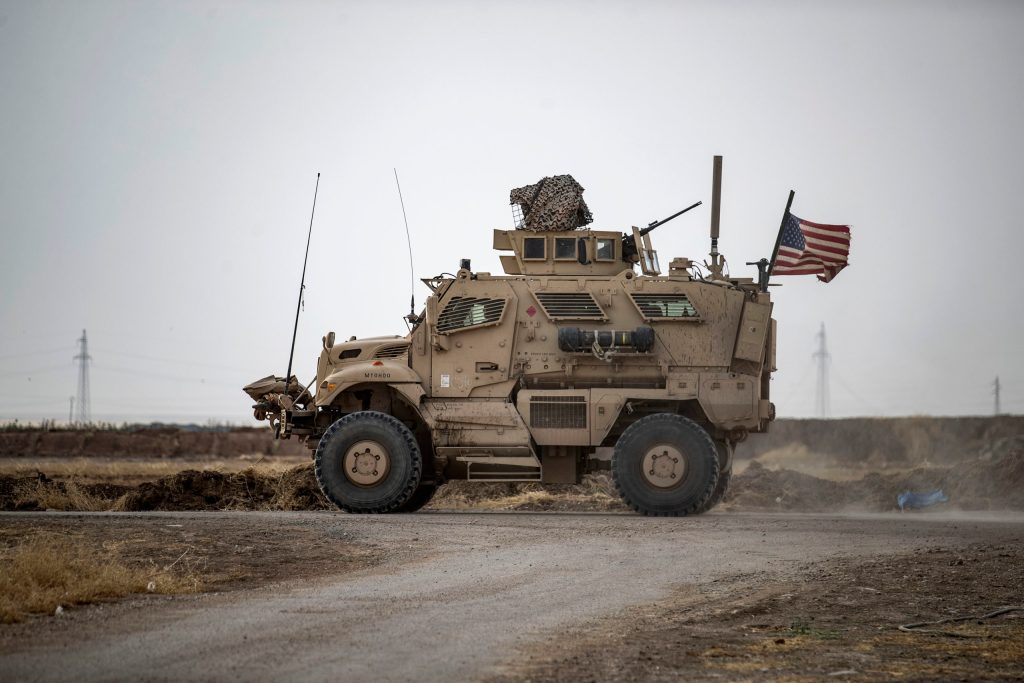 US vehicle is pictured at a military base in Rumaylan (Rmeilan) in Syria's northeastern Hasakeh province on July 28, 2020. (Photo by Delil SOULEIMAN / AFP) (Photo by DELIL SOULEIMAN/AFP via Getty Images)