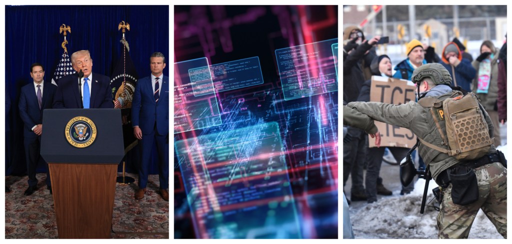 A collage of recent featured images from Just Security articles.