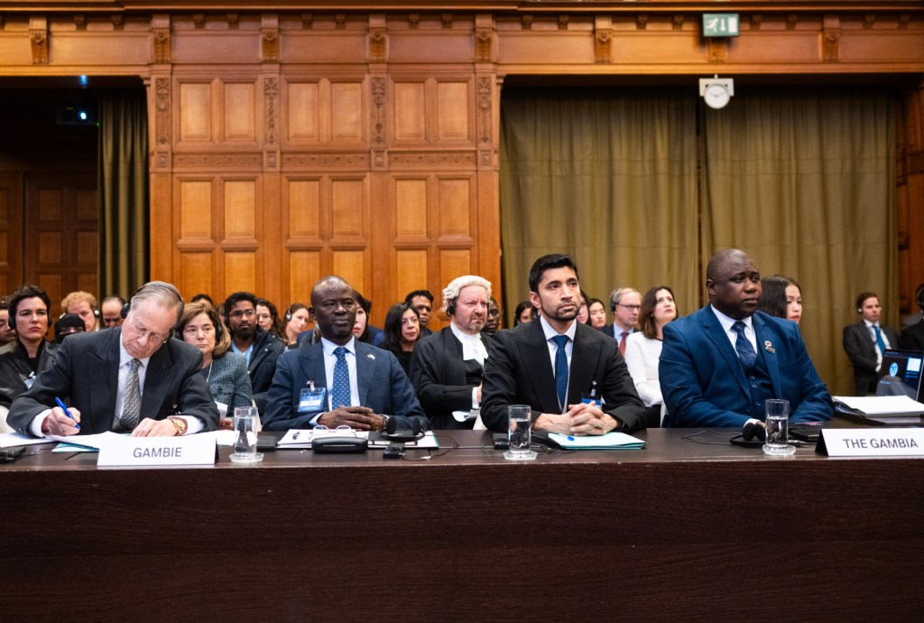Members of the Delegation of The Gambia Monday 12 January 2026 Photograph: UN Photo/ICJ-CIJ/Frank van Beek. Courtesy of the ICJ. All rights reserved.