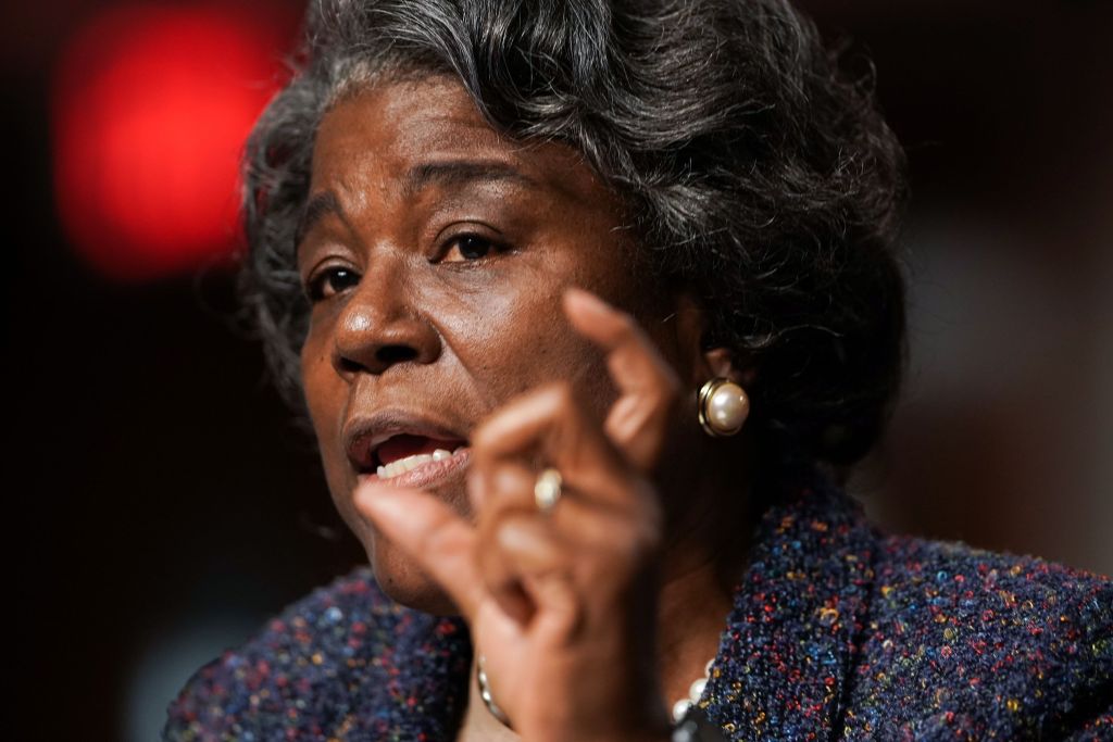 Linda Thomas-Greenfield appears before the Senate Foreign Relations Committee hearing on her nomination to be the United States Ambassador to the United Nations, on Capitol Hill in Washington, DC, on January 27, 2021.