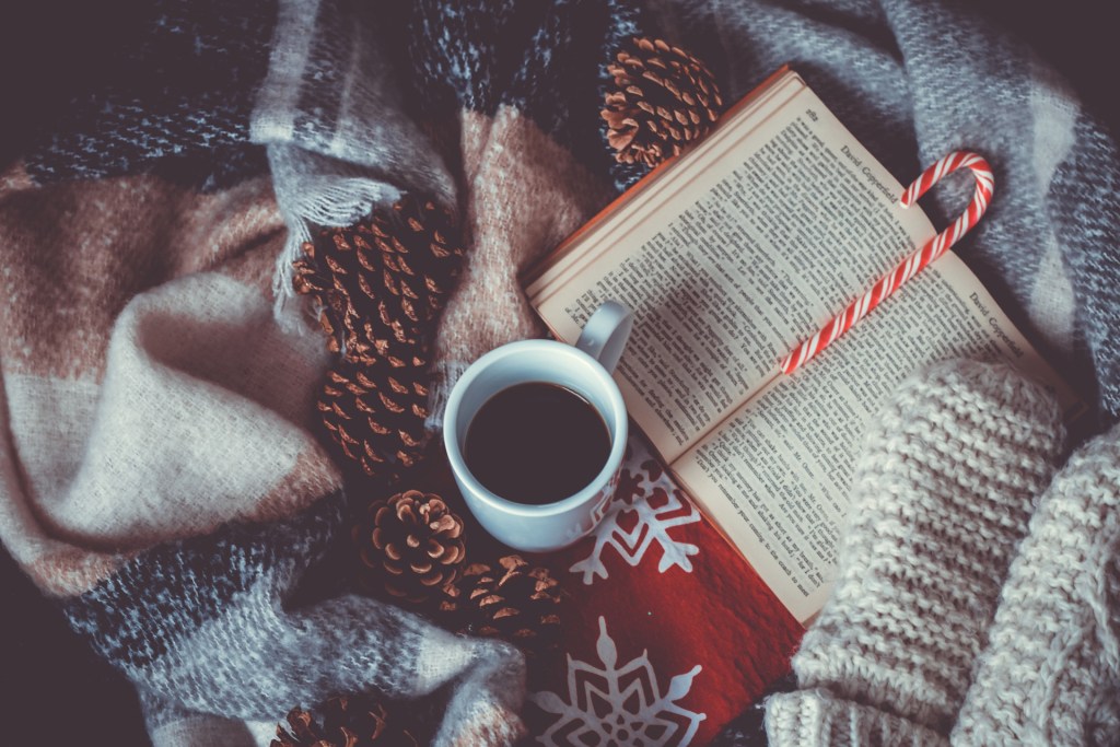 Close up of winter-themed book nook (via Getty Images)