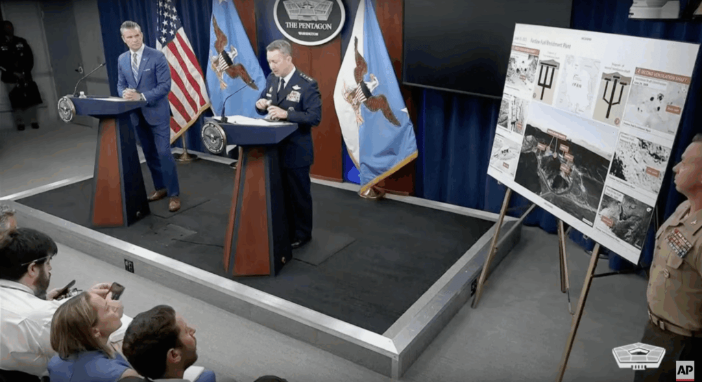 U.S. Defense Secretary Pete Hegseth and Chairman of the Joint Chiefs of Staff Gen. Dan Caine